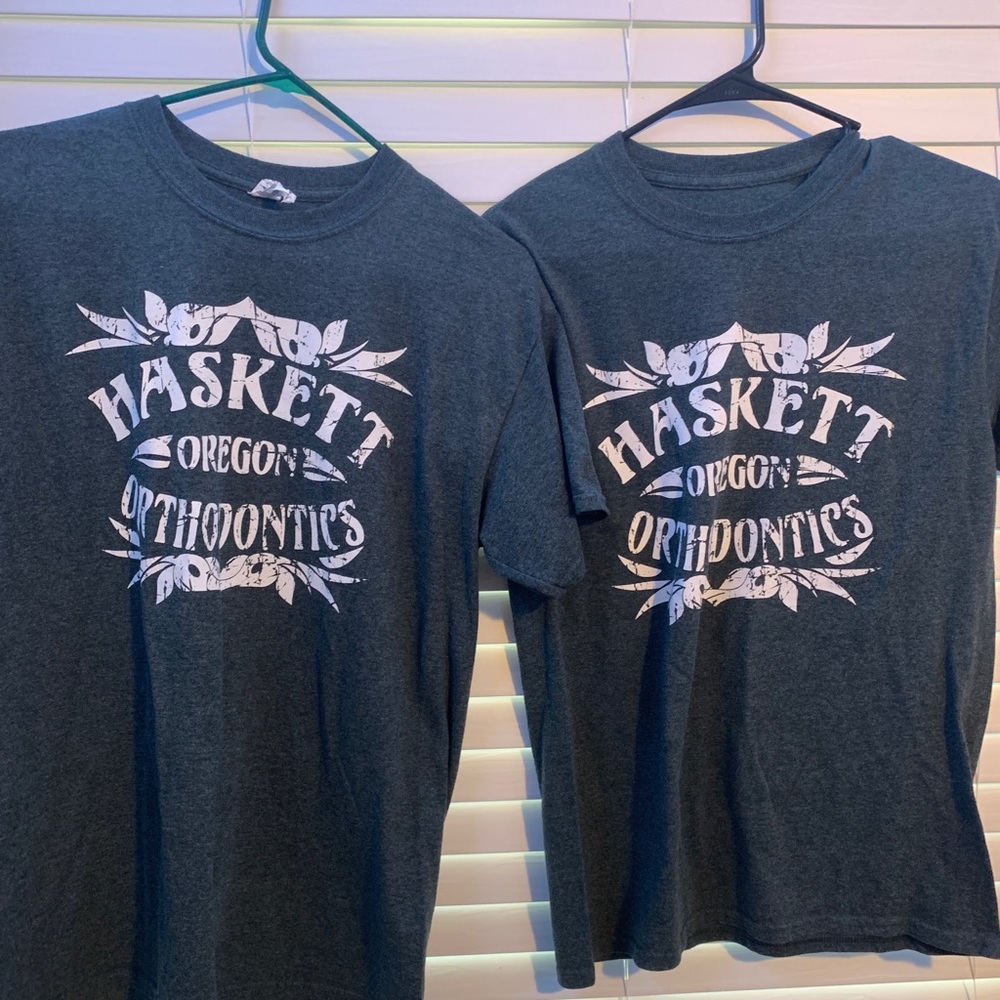 Two Hasket Orthodontics Grey Tee Shirts